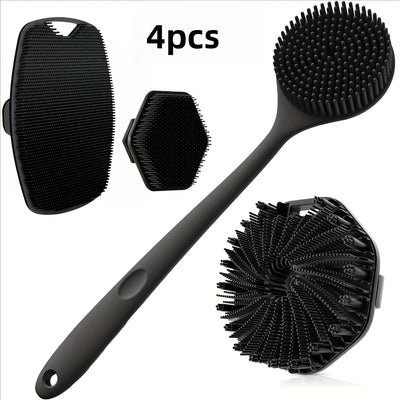 1-4-piece bath brush set Soft silicone bath brush