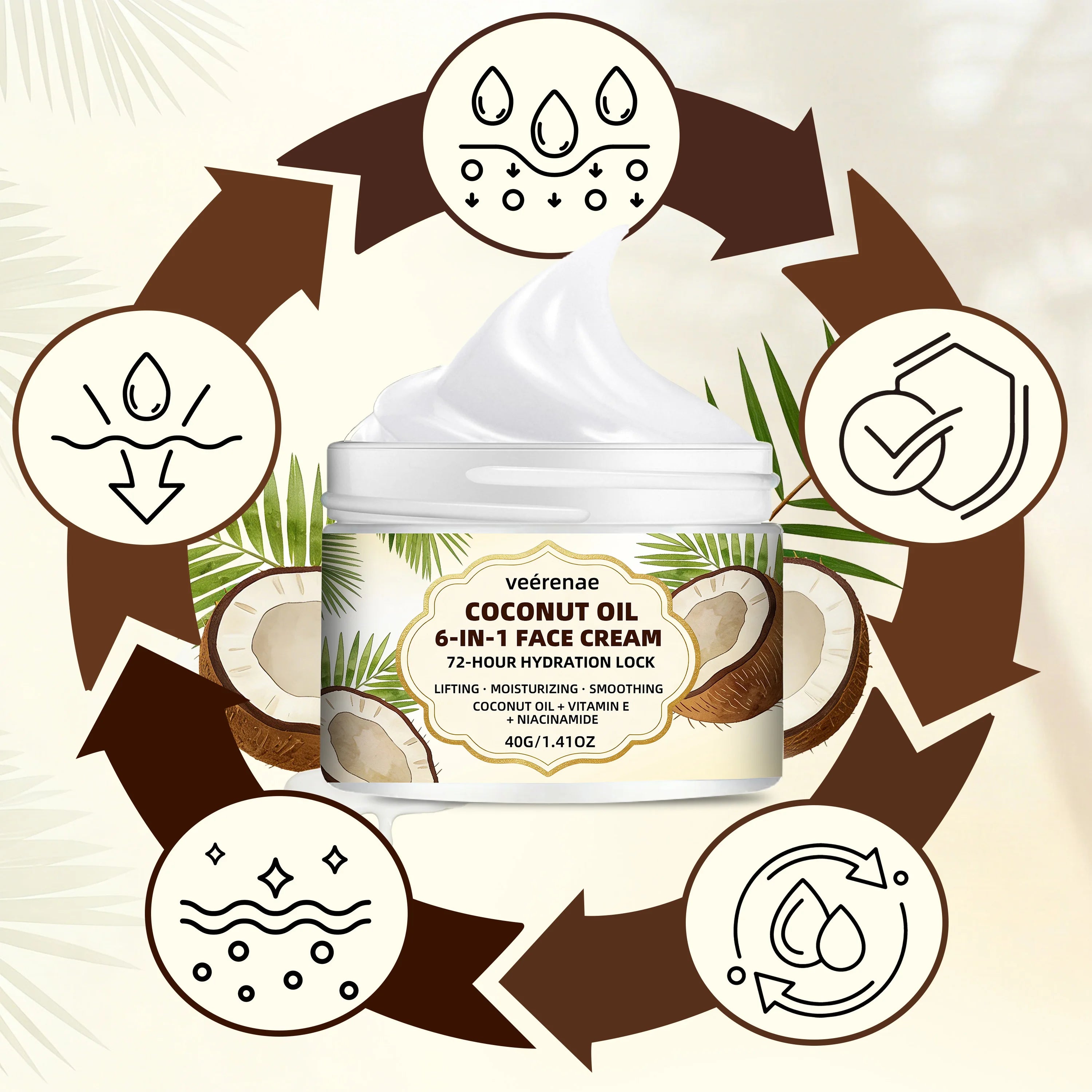 veérenae COCONUT OIL 6-IN-1 FACE CREAM