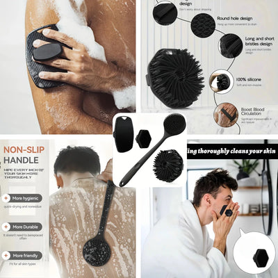 1-4-piece bath brush set Soft silicone bath brush