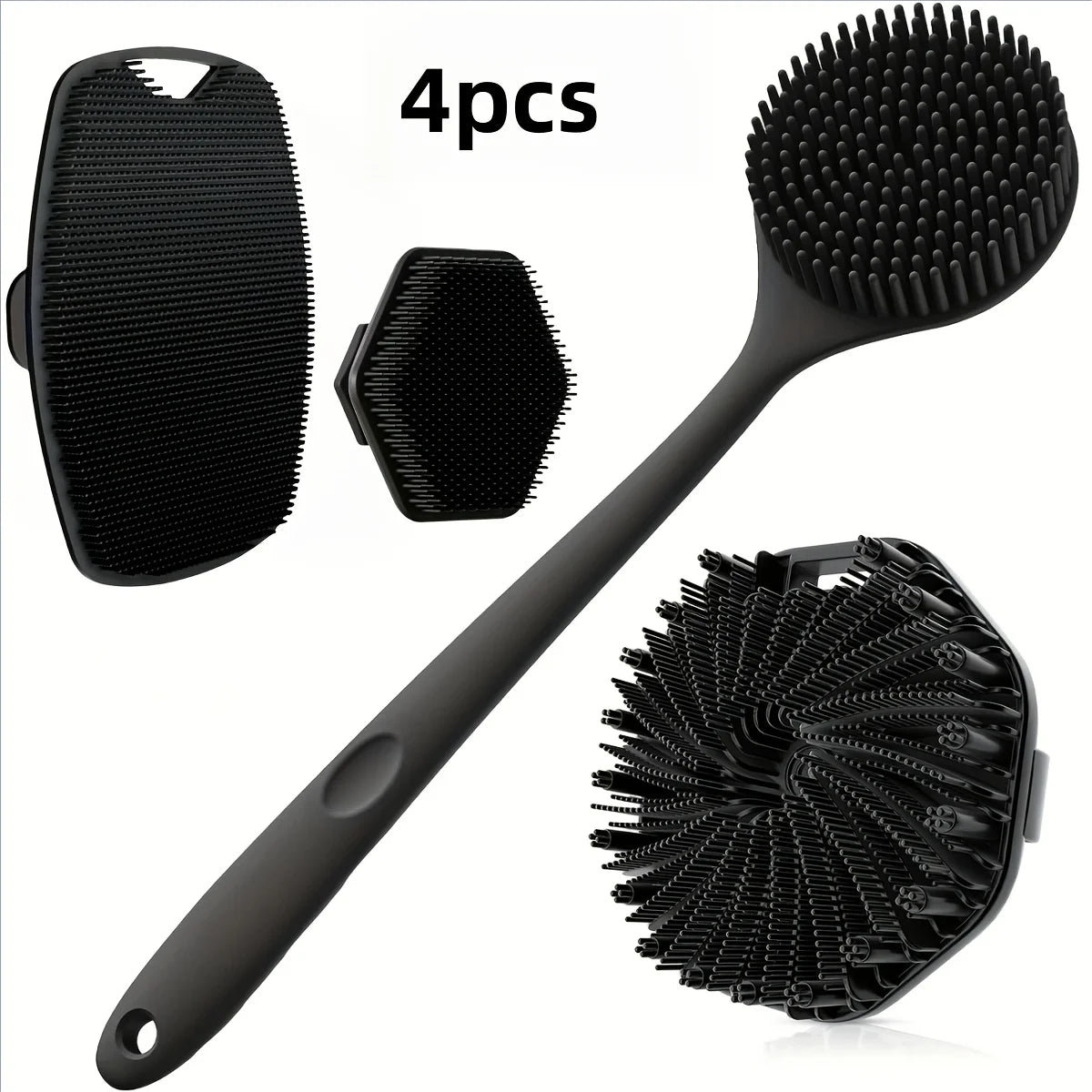 1-4-piece bath brush set Soft silicone bath brush