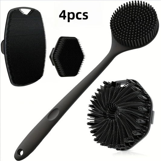 1-4-piece bath brush set Soft silicone bath brush
