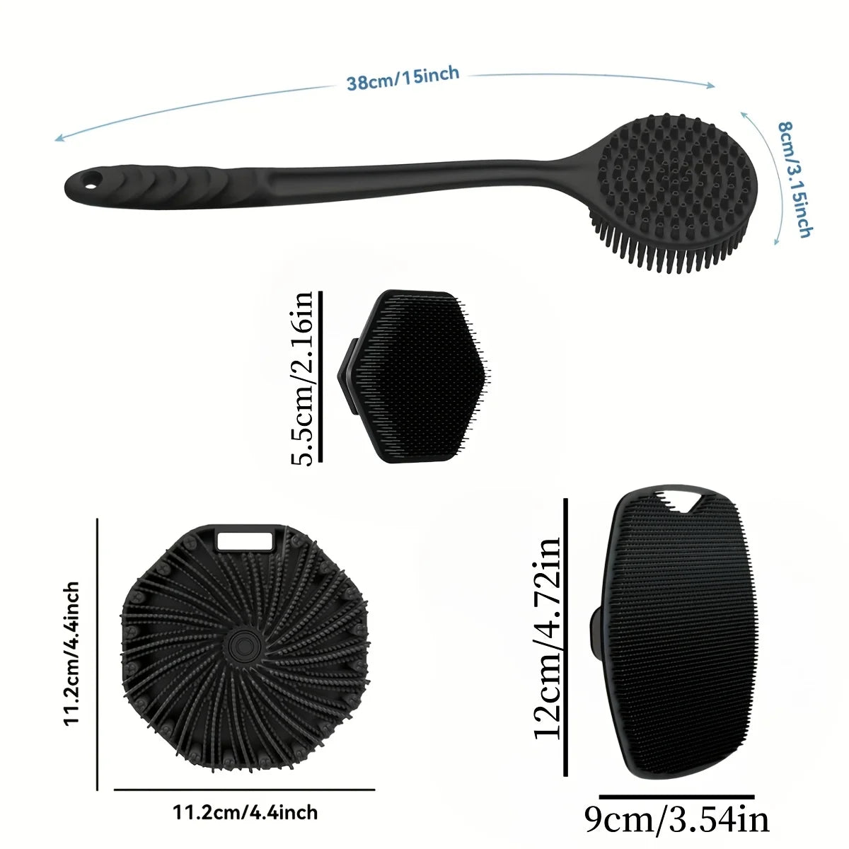 1-4-piece bath brush set Soft silicone bath brush
