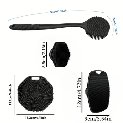 1-4-piece bath brush set Soft silicone bath brush